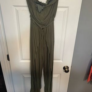 Vici - green open leg jumpsuit - size L